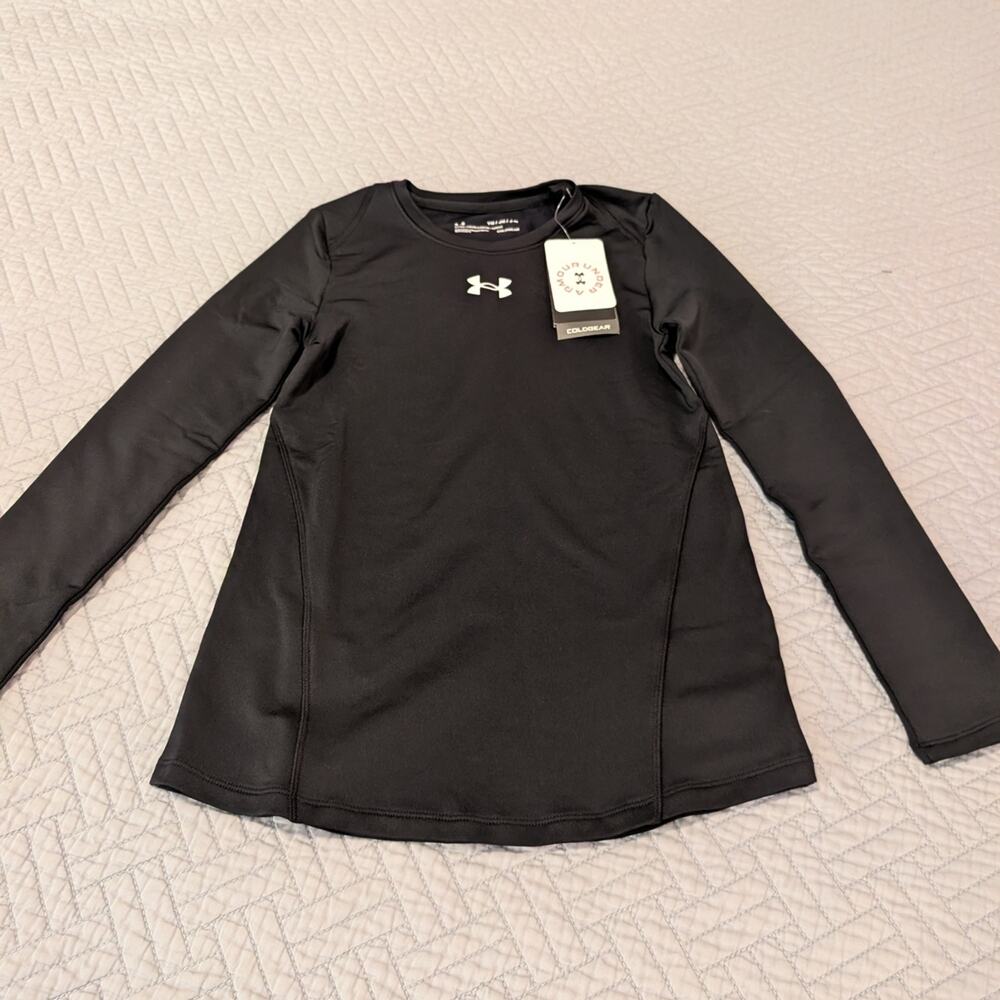 NWT Under Armour Compression Shirt YM Black Coldgear Long sleeve (0298)